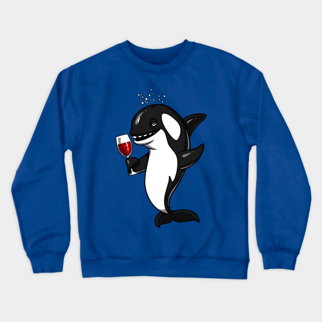 Orca Killer Whale Wine Drinking Funny Ocean Party Crewneck Sweatshirt by underheaven